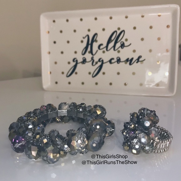 SALE🖤 Gorgeous Crystal Cluster Bracelet & Ring! - Picture 1 of 2